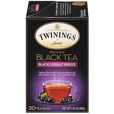 טווינינגס תה שחור פרימיום ענבי שועל Blackcurrant Breeze בשקיות 20 יחידות - מבית Twinings