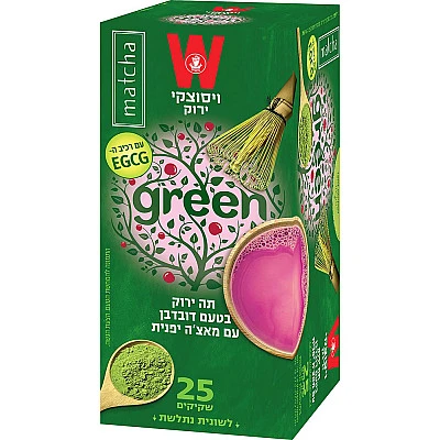 תה ירוק בטעם דובדבן עם מאצ'ה יפנית ויסוצקי 25 שקיקים