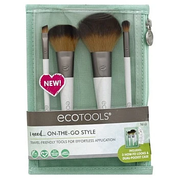ערכת מברשות פנים ועיניים לנסיעות EcoTools On The Go Style Brush Set