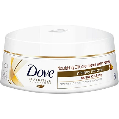 דאב מסכה טיפולית מכילה שמני הזנה עדינה לשיער יבש ומקורזל 200 מ"ל - מבית DOVE