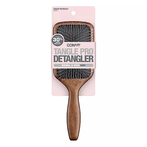 מברשת עץ לשיער בצורת משוט מתירה קשרים לשיער רגיל וצפוף - מבית Conair
