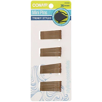 סיכות קטנות לשיער צבע חום - 36 יחידות - מבית Conair