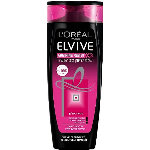 אלביב שמפו ארג'נין רזיסט 3X לחיזוק סיב השערה לכל סוגי השיער 550 מ"ל - לאריאל