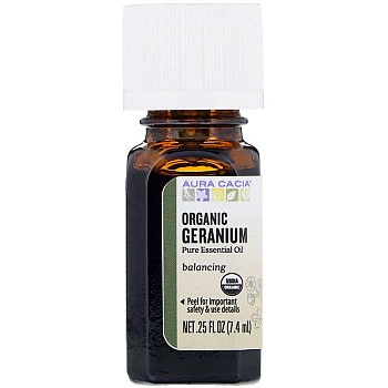 שמן אורגני גרניום 100% טהור 7.4 מ"ל - מבית Aura Cacia