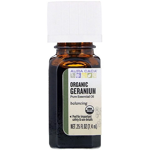 שמן אורגני גרניום 100% טהור 7.4 מ"ל - מבית Aura Cacia