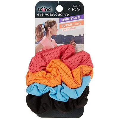 גומיות רשת ספורטיביות ונוחות במיוחד לקוקו - 4 יחידות - מבית Scunci