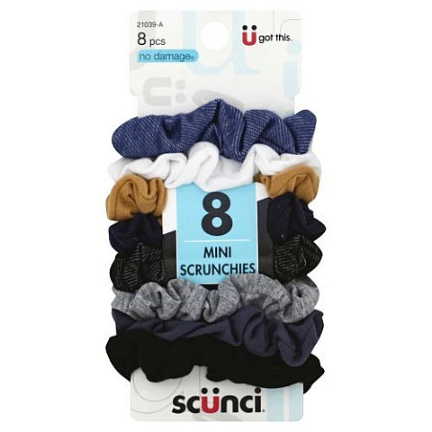 גומיית שיער בד ג'ינס קטנה - 8 יחידות - מבית Scunci גומיית שיער בד ג'ינס קטנה - 8 יחידות - מבית Scunci