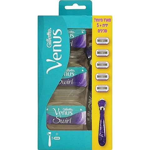 ג'ילט SWIRL מארז ידית + 5 סכינים רב פעמיים - מבית Gillette ג'ילט SWIRL מארז ידית + 5 סכינים רב פעמיים - מבית Gillette