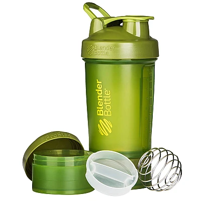 שייקר חכם מקצועי מוס ירוק באיכות גבוהה אחסנה לאבקה וכדורים עם קפיץ 650 מ"ל - Blender Bottle