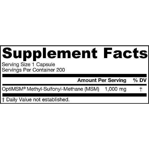 גיארו MSM המינון 1000 מ"ג - 200 כמוסות - מבית Jarrow Formulas