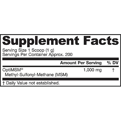 גיארו אבקת MSM לשיכוך ולהקלה של כאבים - 200 גרם - מבית Jarrow Formulas