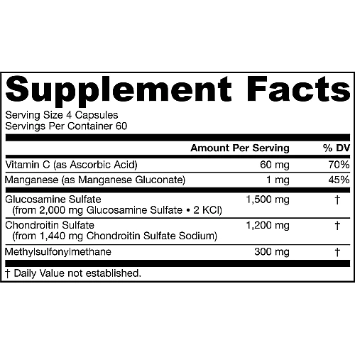 גיארו גלוקוזאמין כונדרואיטין MSM קומפלקס - 240 כמוסות - מבית Jarrow Formulas