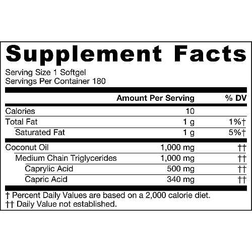 גיארו שמן MCT בכמוסה  1000 מ"ג - 180 כמוסות - מבית Jarrow Formulas