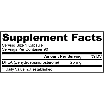 הורמון הנעורים DHEA המינון 25 מ"ג - 90 כמוסות - מבית Jarrow Formulas