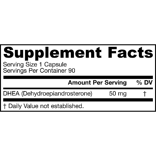 הורמון הנעורים DHEA המינון 50 מ"ג - 90 כמוסות - מבית Jarrow Formulas