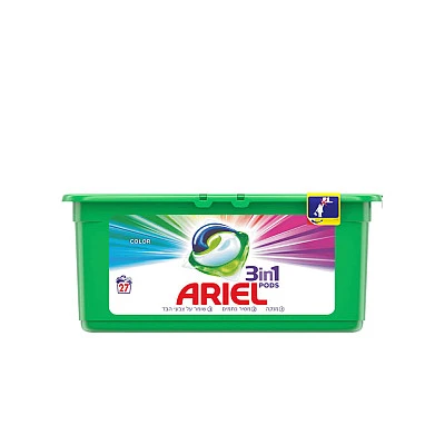 אריאל קפסולות ג'ל לכביסה 3 פעולות ב-1 - 27 יחידות - מבית ARIEL