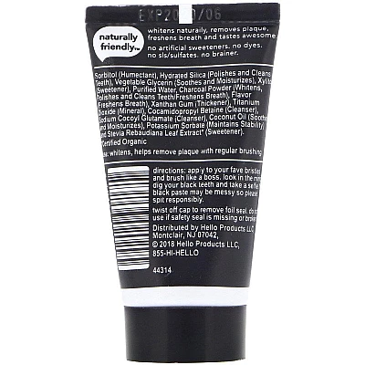 משחת שיניים מלבינה עם פלואוריד פחם פעיל נענע מרעננת ושמן קוקוס 28 גרם - מבית Hello