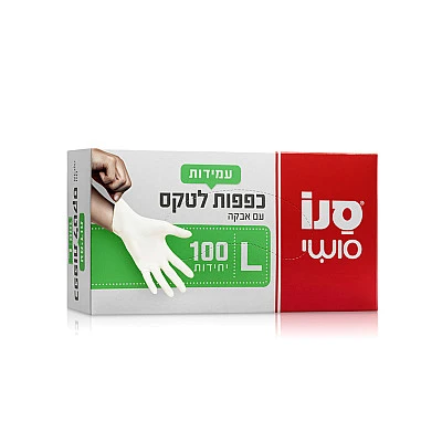 סנו סושי כפפות לטקס עם אבקה L בינוני - 100 יחידות