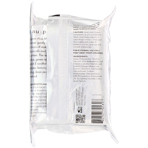 מגבוני מסיר איפור עם אלו-וורה 24 יחידות - מבית Nu-Pore