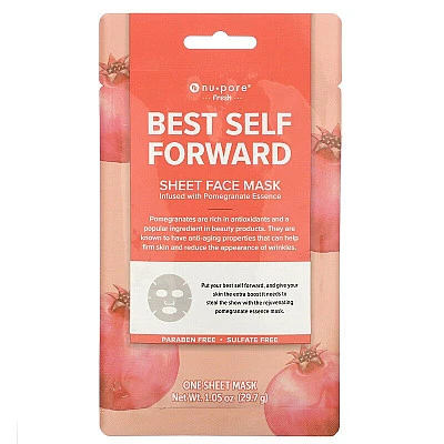 מסכת בד יופי פנים  Best Self Forward עם רימון 1 יחידה - מבית Nu-Pore