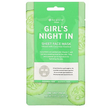מסכת בד יופי פנים Girl’s Night In עם מלפפון 1 יחידה - מבית Nu-Pore