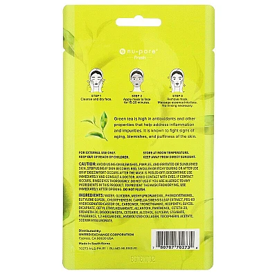 מסכת יופי לפנים Fresh Start עם תה ירוק 1 יחידה - מבית Nu-Pore