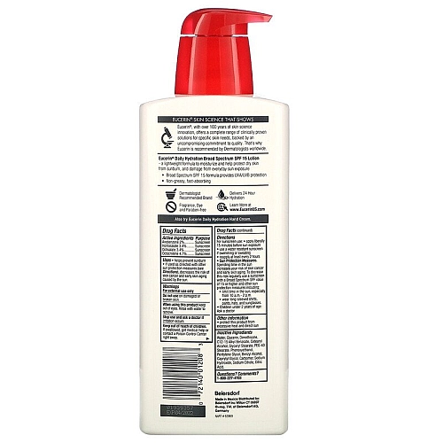 תחליב קרם לחות יומיומי SPF 15 ללא בישום 500 מ"ל - מבית Eucerin