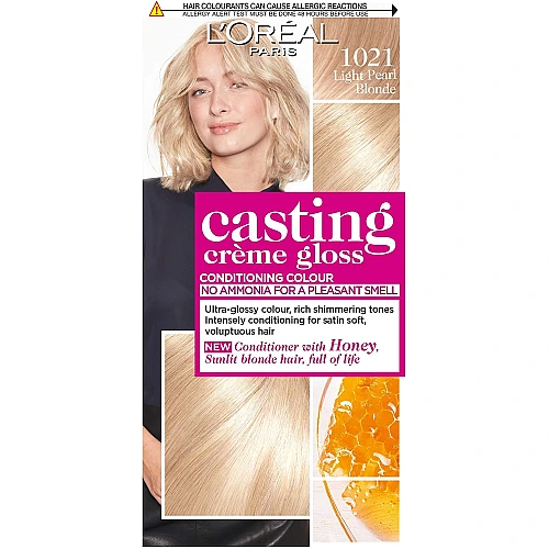 לוריאל קסטינג קרם גלוס צבע שיער ללא אמוניה למראה מבריק ועשיר - בגוון 1021 בלונד בהיר במיוחד