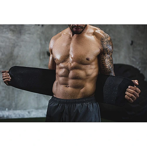 חגורה מגדילה את ייצור החום והזיעה אזור שרירי הבטן - צבע שחור צהוב - גודל לארג'- מבית Sports Research