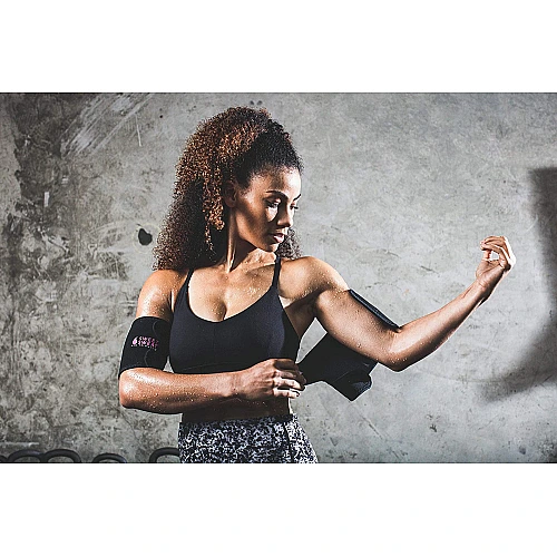 רצועות מגדילות את ייצור החום והזיעה אזור שריר הזרוע - צבע שחור ורוד - גודל בינוני - מבית Sports Research