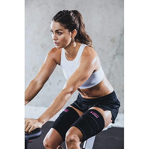 רצועות מגדילות את ייצור החום והזיעה אזור שריר ירך - צבע שחור ורוד - גודל בינוני - מבית Sports Research