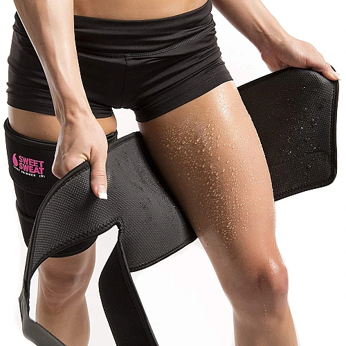 רצועות מגדילות את ייצור החום והזיעה אזור שריר ירך - צבע שחור ורוד - גודל בינוני - מבית Sports Research