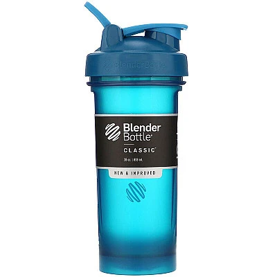 בלנדר בוטל שייקר קלאסי באיכות גבוהה כדורים עם קפיץ - צבע אוקיינוס - 828 מ"ל - Blender Bottle