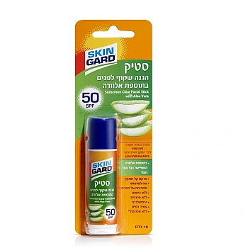 סקין גארד סטיק הגנה שקוף לפנים בתוספת אלוורה SPF50