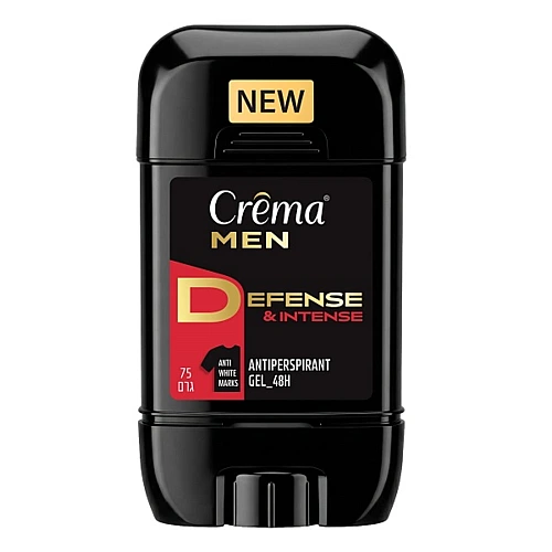 קרמה מן דאודורנט ג'ל-DEFENSE&INTENSE, אדום, הגנה עד 48 שעות, אינו מכתים, 75גר