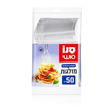 סנו סושי 50 יח' מזלגות פלסטיק חד פעמיים שקופים