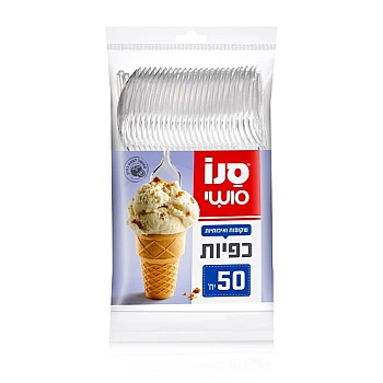 סנו סושי 50 יח' כפיות פלסטיק חד פעמיות שקופות
