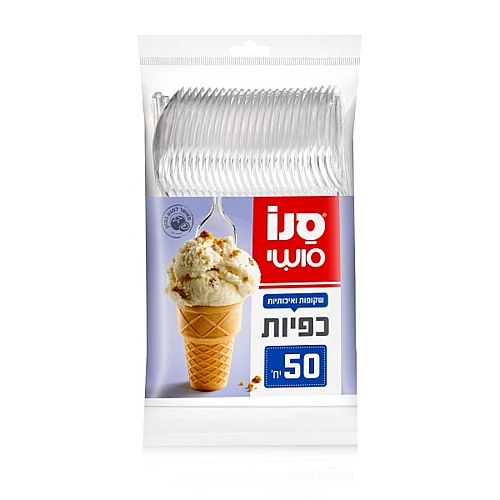 סנו סושי 50 יח' כפיות פלסטיק חד פעמיות שקופות