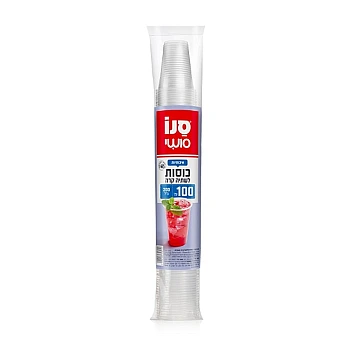 סנו סושי - 100 כוסות פלסטיק חד פעמיות לשתייה קרה