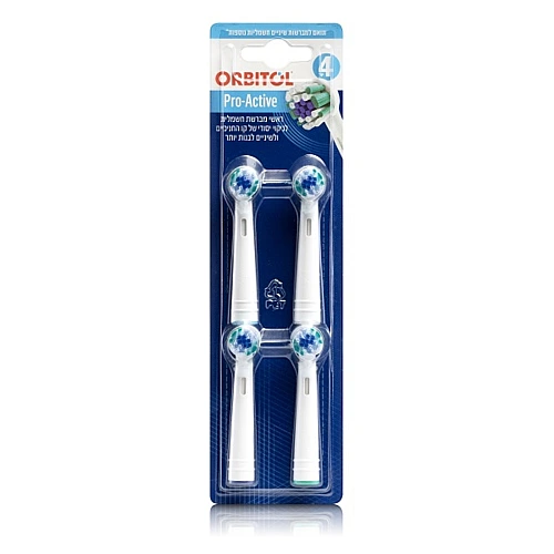 רביעיית ראשי מברשת חשמלית אורביטול Pro-Active צבע לבן