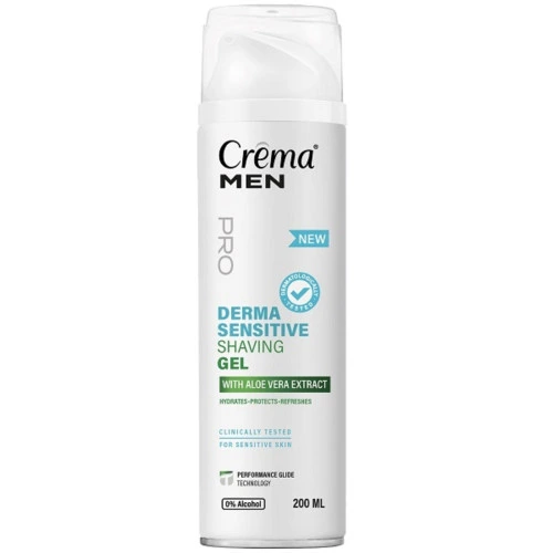 קרמה מן גל גילוח לעור רגיש DERMA SENSITIVE מועשר בתמצית אלוורה