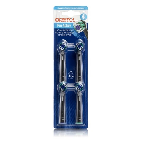 רביעיית ראשי מברשת חשמלית אורביטול Pro-Active צבע שחור