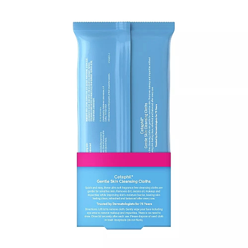 צטאפיל מגבונים ניקוי עדינות לפנים ללא בישום מארז 2 חבילות 25 יח כל אחת - Cetaphil
