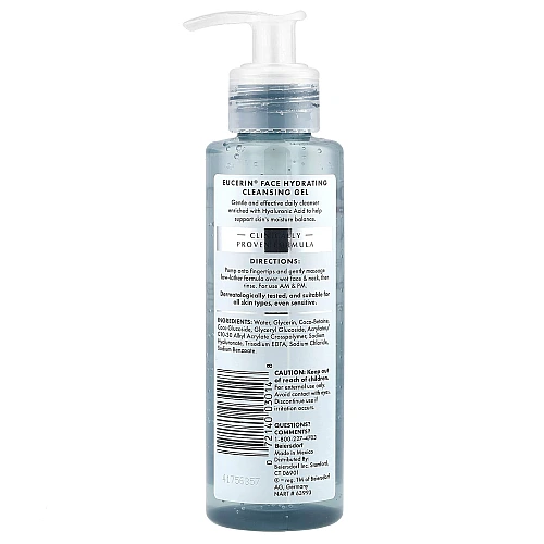 ג׳ל ניקוי לפנים עם חומצה היאלורונית ללא בישום 200 מ״ל - Eucerin