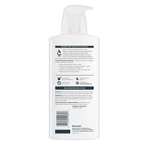 שמפו וקצף רחצה לתינוק ללא בישום 400 מ״ל - Eucerin
