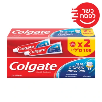 קולגייט משחת שיניים אדומה להגנה מקסימלית מפני עששת מארז 200 מ״ל