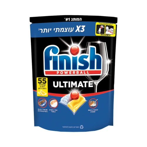 קפסולות למדיח בניחוח לימון פיניש אולטימייט 55 יחידות - מבית Finish
