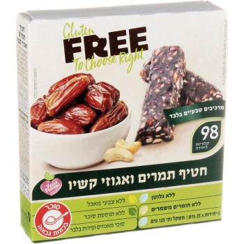 פרי חטיפי תמרים ואגוזי קשיו 5 יחידות 125 גרם