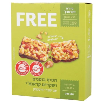 פרי חטיפי בוטנים שקדים ופיסטוק 4 יחידות 140 גרם