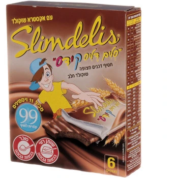 סלים דליס קידס חטיפי דגנים בציפוי שוקולד חלב 6 יחידות 120 גרם